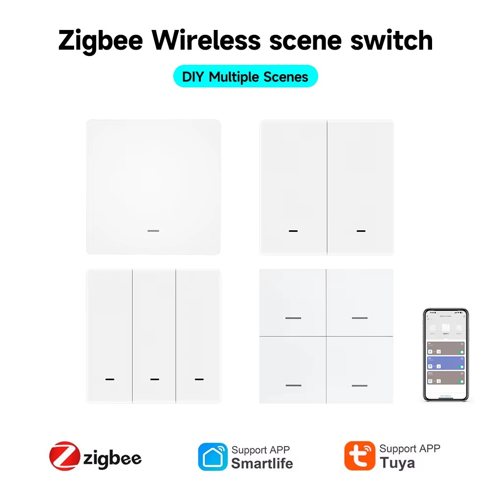 Bouton de scène sans fil autocollant Tuya Zigbee